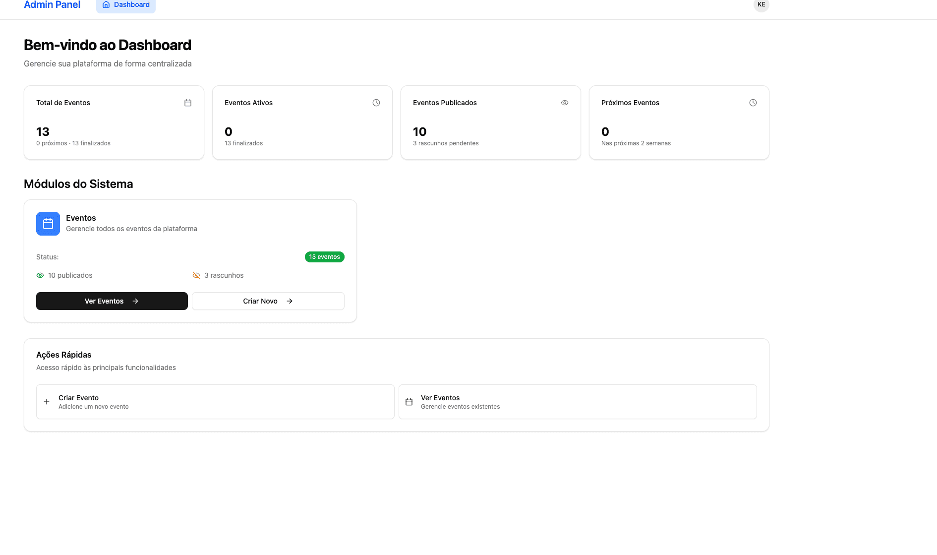 Dashboard Administrativo